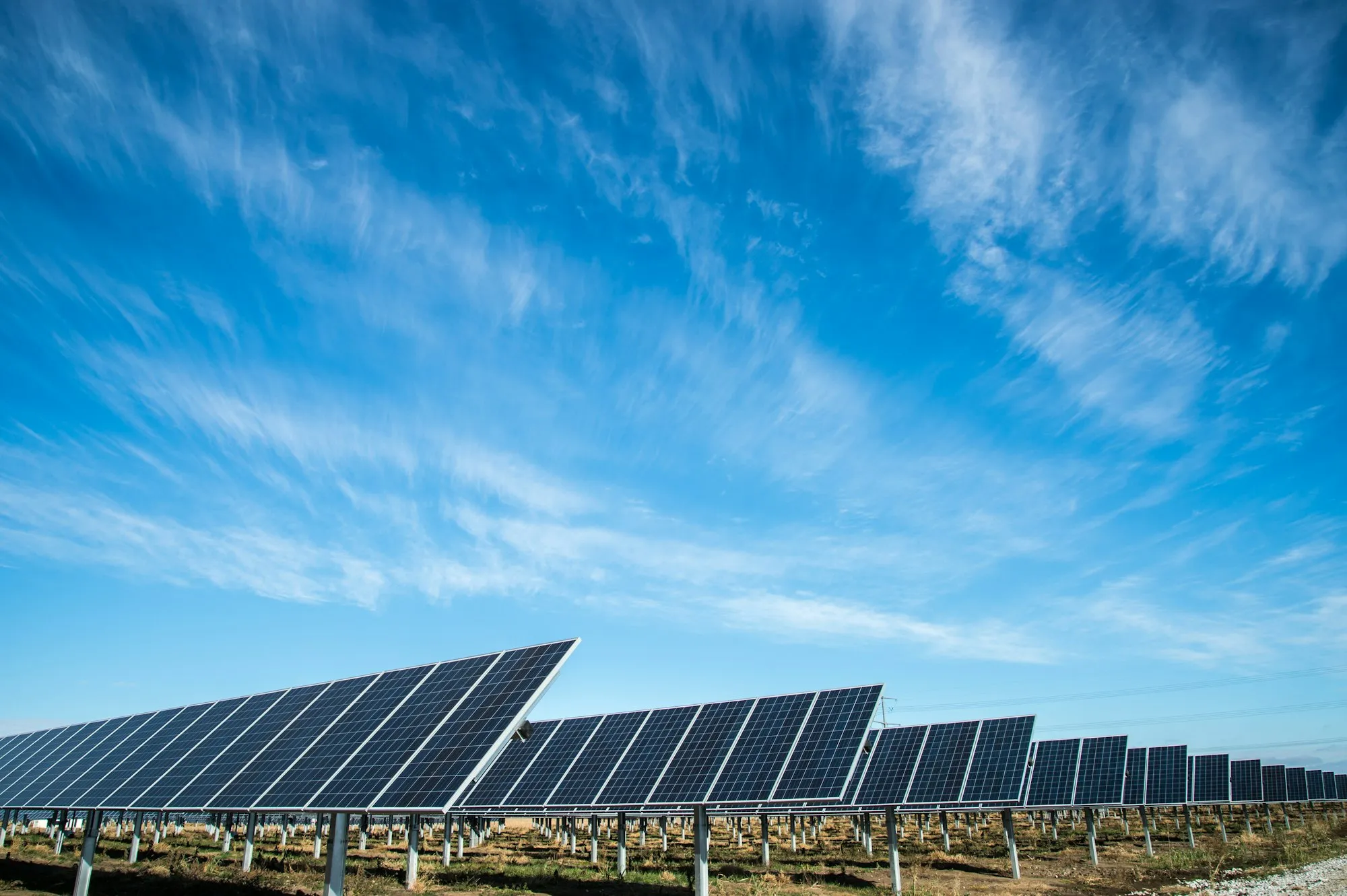 A solar panel against a blue sky